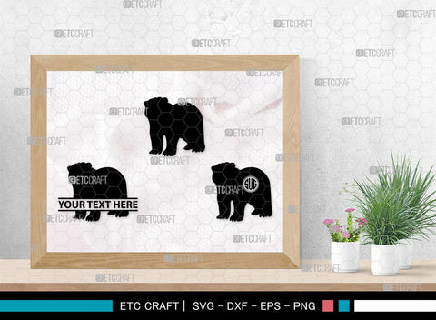 Bear Monogram, Bear Silhouette, Bear SVG, Bruin Svg, Grizzly Bear Svg, Bear Family Svg, SB00226 SVG ETC Craft 
