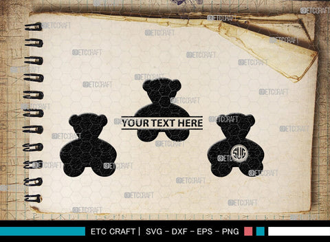 Bear Monogram, Bear Silhouette, Bear SVG, Bruin Svg, Grizzly Bear Svg, Bear Family Svg, SB00226 SVG ETC Craft 