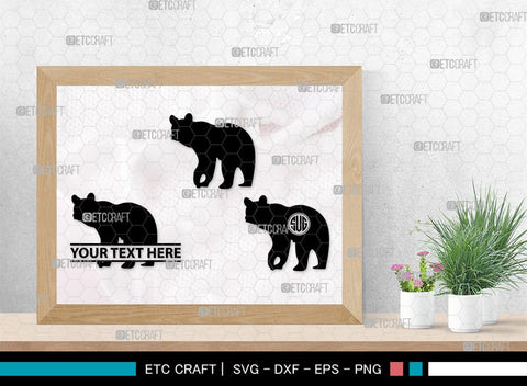 Bear Monogram, Bear Silhouette, Bear SVG, Bruin Svg, Grizzly Bear Svg, Bear Family Svg, SB00226 SVG ETC Craft 