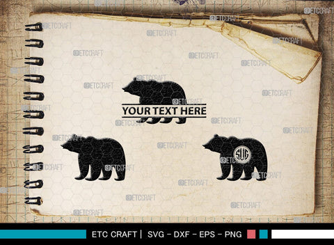 Bear Monogram, Bear Silhouette, Bear SVG, Bruin Svg, Grizzly Bear Svg, Bear Family Svg, SB00226 SVG ETC Craft 