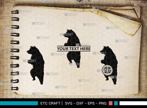 Bear Monogram, Bear Silhouette, Bear SVG, Bruin Svg, Grizzly Bear Svg, Bear Family Svg, SB00226 SVG ETC Craft 