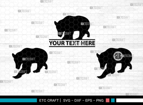 Bear Monogram, Bear Silhouette, Bear SVG, Bruin Svg, Grizzly Bear Svg, Bear Family Svg, SB00226 SVG ETC Craft 