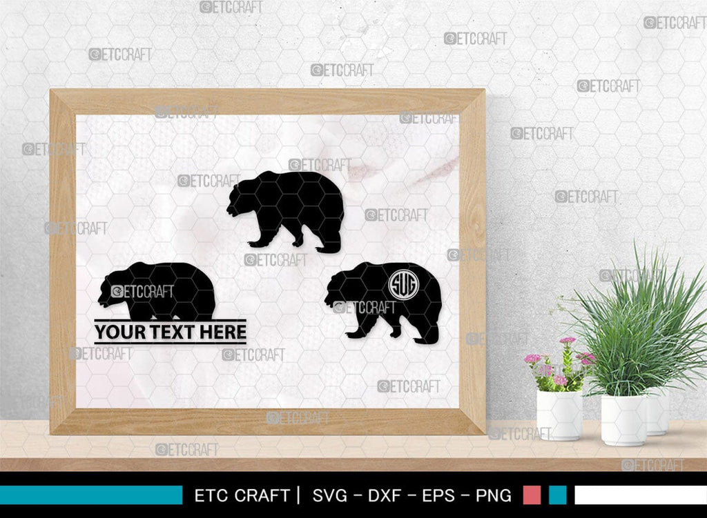 Bear Monogram, Bear Silhouette, Bear SVG, Bruin Svg, Grizzly Bear Svg ...