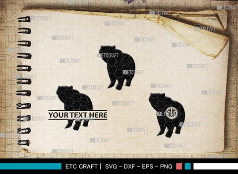 Bear Monogram, Bear Silhouette, Bear SVG, Bruin Svg, Grizzly Bear Svg, Bear Family Svg, SB00226 SVG ETC Craft 