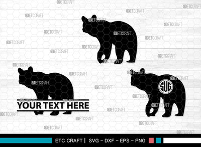 Bear Monogram, Bear Silhouette, Bear SVG, Bruin Svg, Grizzly Bear Svg, Bear Family Svg, SB00226 SVG ETC Craft 