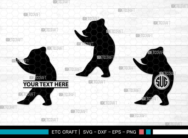 Bear Monogram, Bear Silhouette, Bear SVG, Bruin Svg, Grizzly Bear Svg, Bear Family Svg, SB00226 SVG ETC Craft 