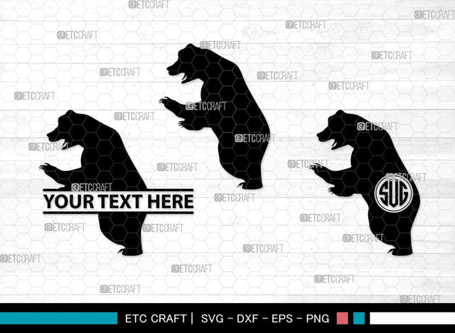 Bear Monogram, Bear Silhouette, Bear SVG, Bruin Svg, Grizzly Bear Svg, Bear Family Svg, SB00226 SVG ETC Craft 