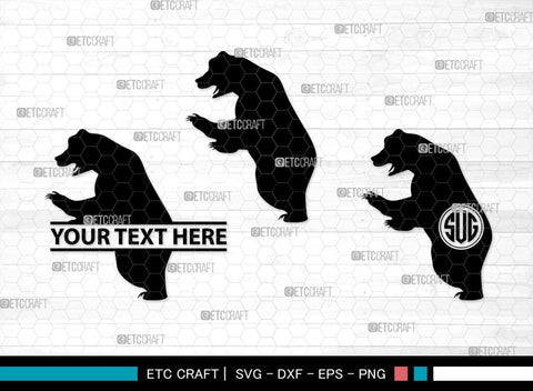 Bear Monogram, Bear Silhouette, Bear SVG, Bruin Svg, Grizzly Bear Svg, Bear Family Svg, SB00226 SVG ETC Craft 