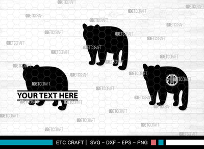 Bear Monogram, Bear Silhouette, Bear SVG, Bruin Svg, Grizzly Bear Svg, Bear Family Svg, SB00226 SVG ETC Craft 