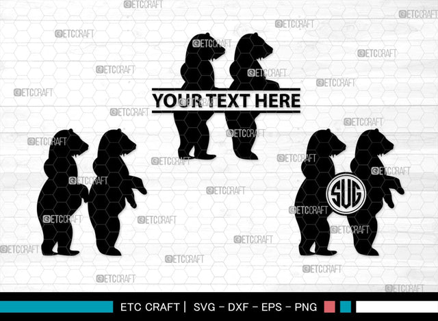 Bear Monogram, Bear Silhouette, Bear SVG, Bruin Svg, Grizzly Bear Svg, Bear Family Svg, SB00226 SVG ETC Craft 