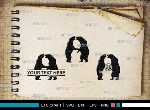 Bear Monogram, Bear Silhouette, Bear SVG, Bruin Svg, Grizzly Bear Svg, Bear Family Svg, SB00226 SVG ETC Craft 