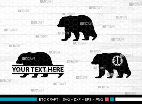 Bear Monogram, Bear Silhouette, Bear SVG, Bruin Svg, Grizzly Bear Svg, Bear Family Svg, SB00226 SVG ETC Craft 