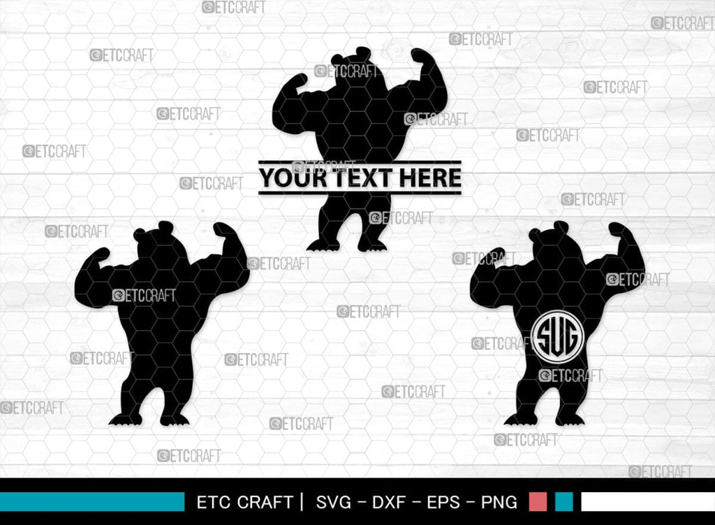 Bear Monogram, Bear Silhouette, Bear SVG, Bruin Svg, Grizzly Bear Svg ...