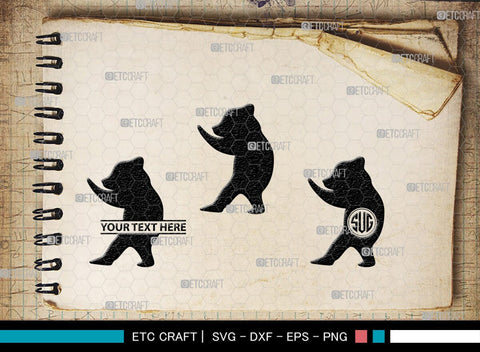 Bear Monogram, Bear Silhouette, Bear SVG, Bruin Svg, Grizzly Bear Svg, Bear Family Svg, SB00226 SVG ETC Craft 