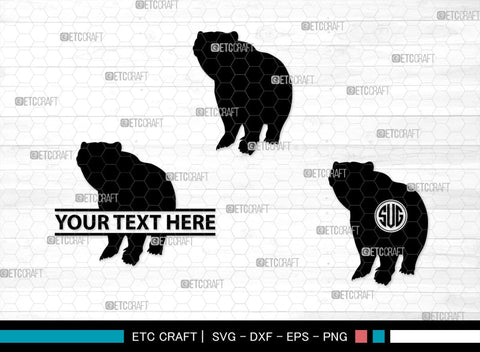 Bear Monogram, Bear Silhouette, Bear SVG, Bruin Svg, Grizzly Bear Svg, Bear Family Svg, SB00226 SVG ETC Craft 