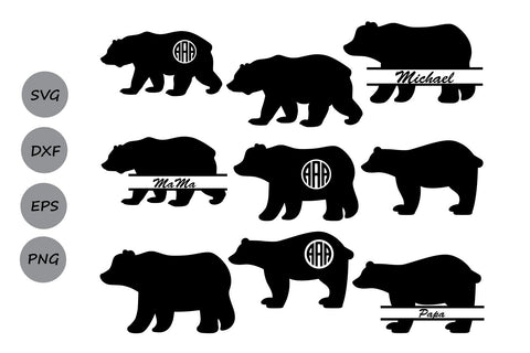 Bear Monogram| Bear SVG Cut Files SVG CosmosFineArt 