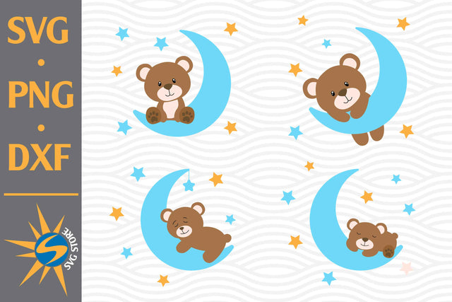 Bear on Moon SVG, PNG, DXF Digital Files Include SVG SVGStoreShop 