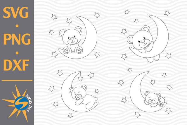 Bear on Moon SVG, PNG, DXF Digital Files Include SVG SVGStoreShop 