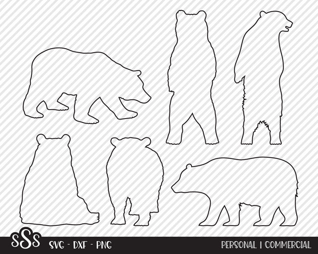Bear Outline Bundle | Outdoor SVG SVG Texas Southern Cuts 