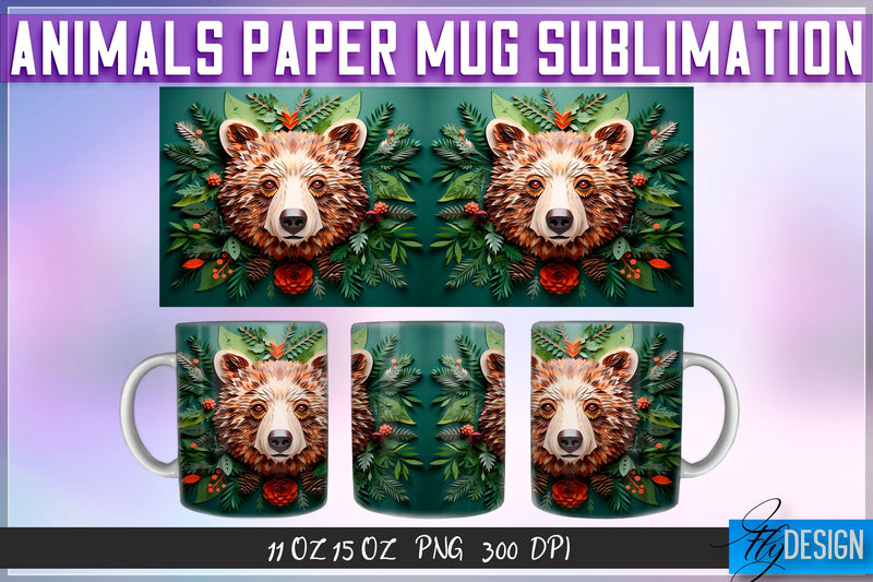 Bear Paper Mug Sublimation Sublimation Fly Design 