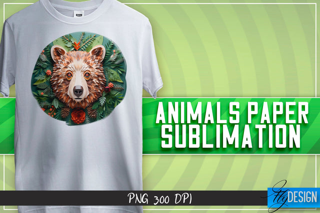 Bear Paper Sublimation | PNG 300 DPI Sublimation Fly Design 