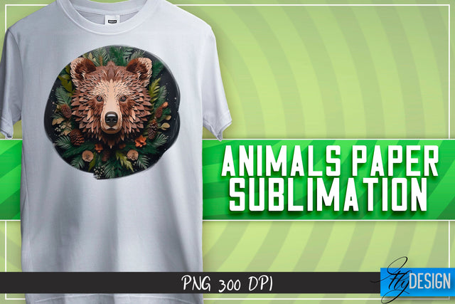 Bear Paper Sublimation | T-Shirt Design Sublimation Fly Design 
