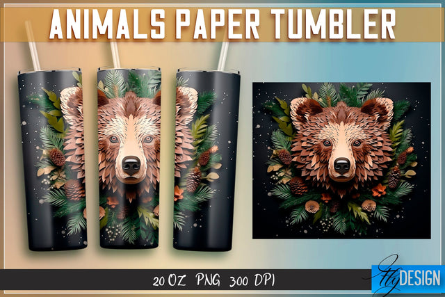 Bear Paper Tumblers Wrap 20 oz. Sublimation Fly Design 