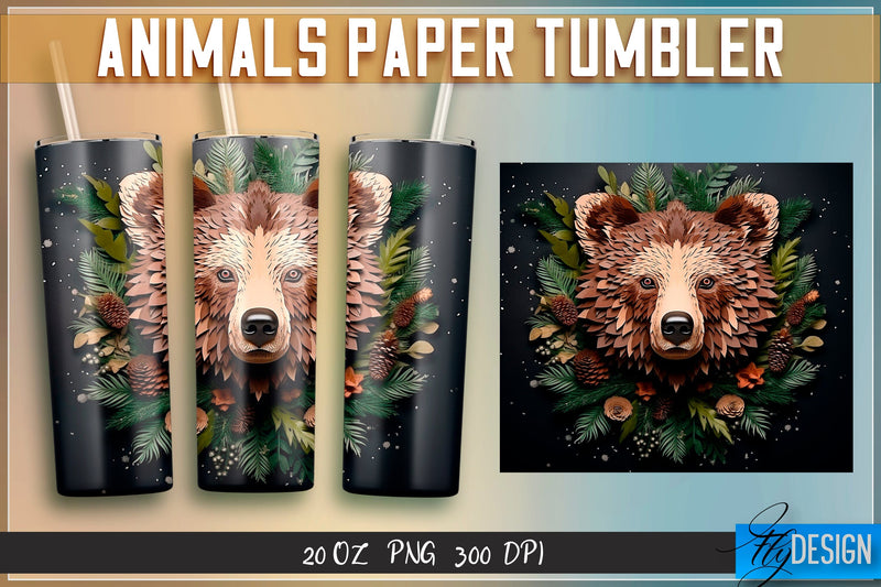 Bear Paper Tumblers Wrap 20 oz. Sublimation Fly Design 