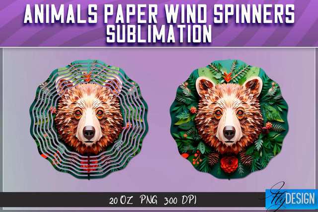 Bear Paper Wind Spinners Sublimation Sublimation Fly Design 