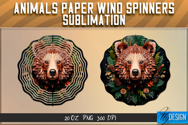Bear Paper Wind Spinners Sublimation Sublimation Fly Design 