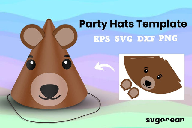 Bear Party Hat Cut File 3D Paper SvgOcean 