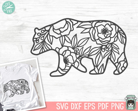 Bear Silhouette SVG file, Bear Cut file, Floral Bear svg file, Bear Flowers svg file, Mama Bear svg file, Silhouette Bear svg file, Bear png SVG Wild Pilot 