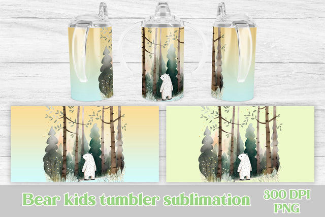 Bear sippy cup design | Bear kids tumbler wrap Sublimation Svetana Studio 