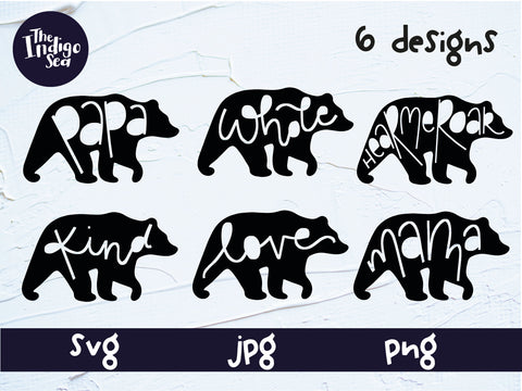 Bear SVG Bundle | Hand drawn mama bear svg | Bear Graphics | Kind Bear Sweatshirt Design | Cricut Design Bear Cutout | Mama Papa Bear SVG Helen Patmore 