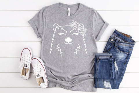 Bear SVG File - Bear with Flowers SVG Cut File SVG Old Market 