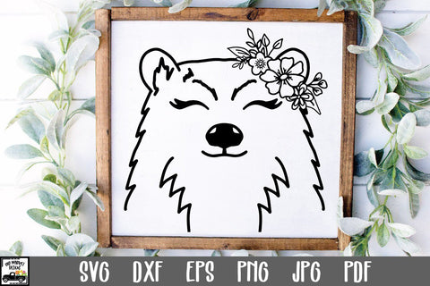 Bear SVG File - Bear with Flowers SVG Cut File SVG Old Market 