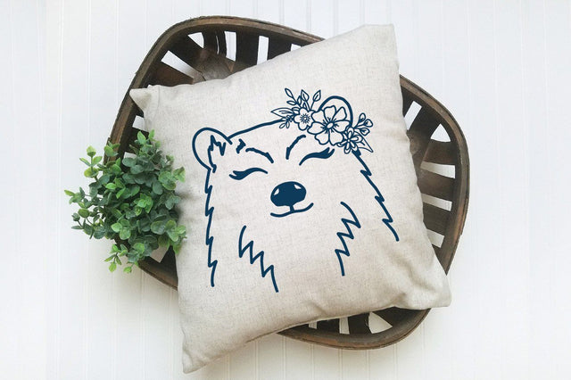 Bear SVG File - Bear with Flowers SVG Cut File SVG Old Market 