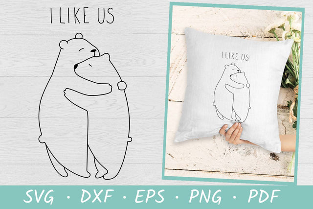 Bear SVG, Valentines SVG, Cute cuddling bears with lettering SVG Irina Ostapenko 