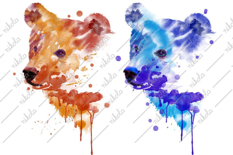 Bear Watercolor Clipart, Grizzly, Sublimation, PNG, JPG Sublimation nikola 