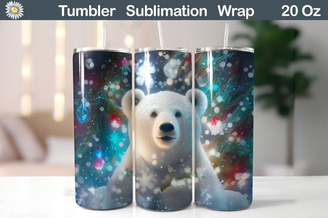 Bear Winter Tumbler Sublimation | Winter Animal Tumbler Wrap Sublimation WatercolorColorDream 