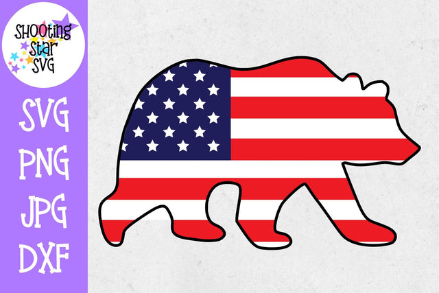 Bear with American Flag- Fourth of July SVG SVG ShootingStarSVG 