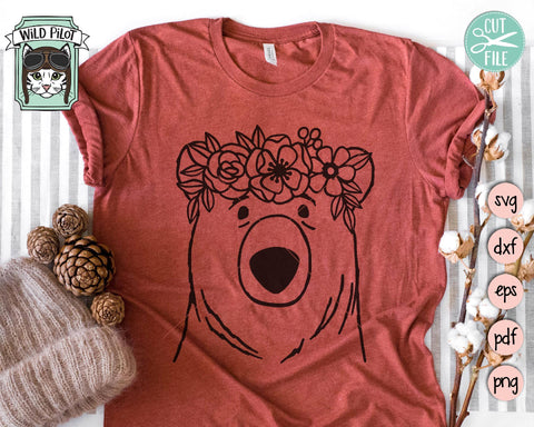 Bear With Flower Crown SVG Cut File SVG Wild Pilot 