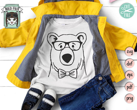 Bear With Glasses Bowtie SVG Cut File SVG Wild Pilot 