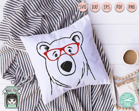 Bear With Glasses Bowtie SVG Cut File SVG Wild Pilot 