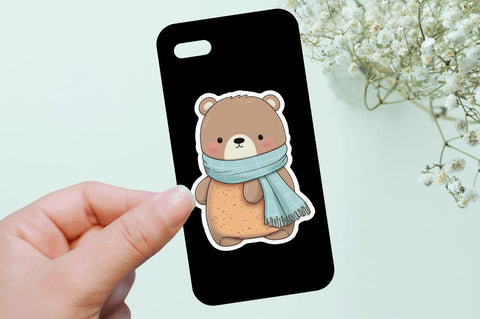 Bear with Scarf Applique Stickers Bundle Sublimation Regulrcrative 