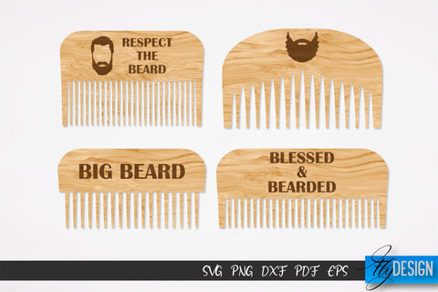 Beard Combs SVG | Beard Laser Cut SVG | CNC files SVG Fly Design 