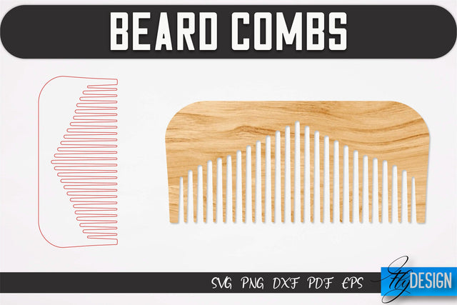 Beard Combs SVG | Beard Laser Cut SVG | CNC files SVG Fly Design 