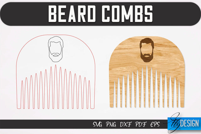 Beard Combs SVG | Beard Laser Cut SVG | CNC files SVG Fly Design 