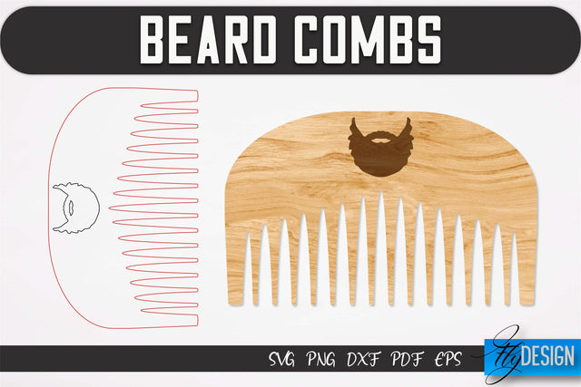 Beard Combs SVG | Beard Laser Cut SVG | CNC files SVG Fly Design 