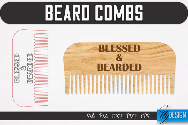 Beard Combs SVG | Beard Laser Cut SVG | CNC files SVG Fly Design 